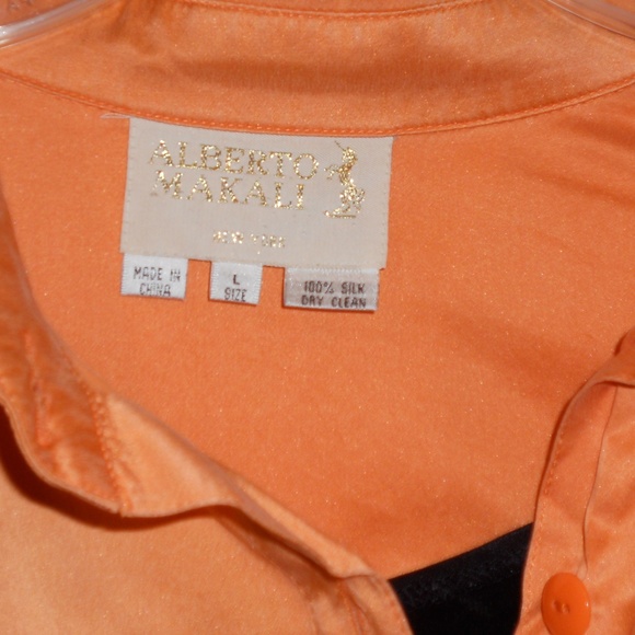 Vintage Alberto Makali Orange Silk Bodysuit Sz L - Picture 7 of 8